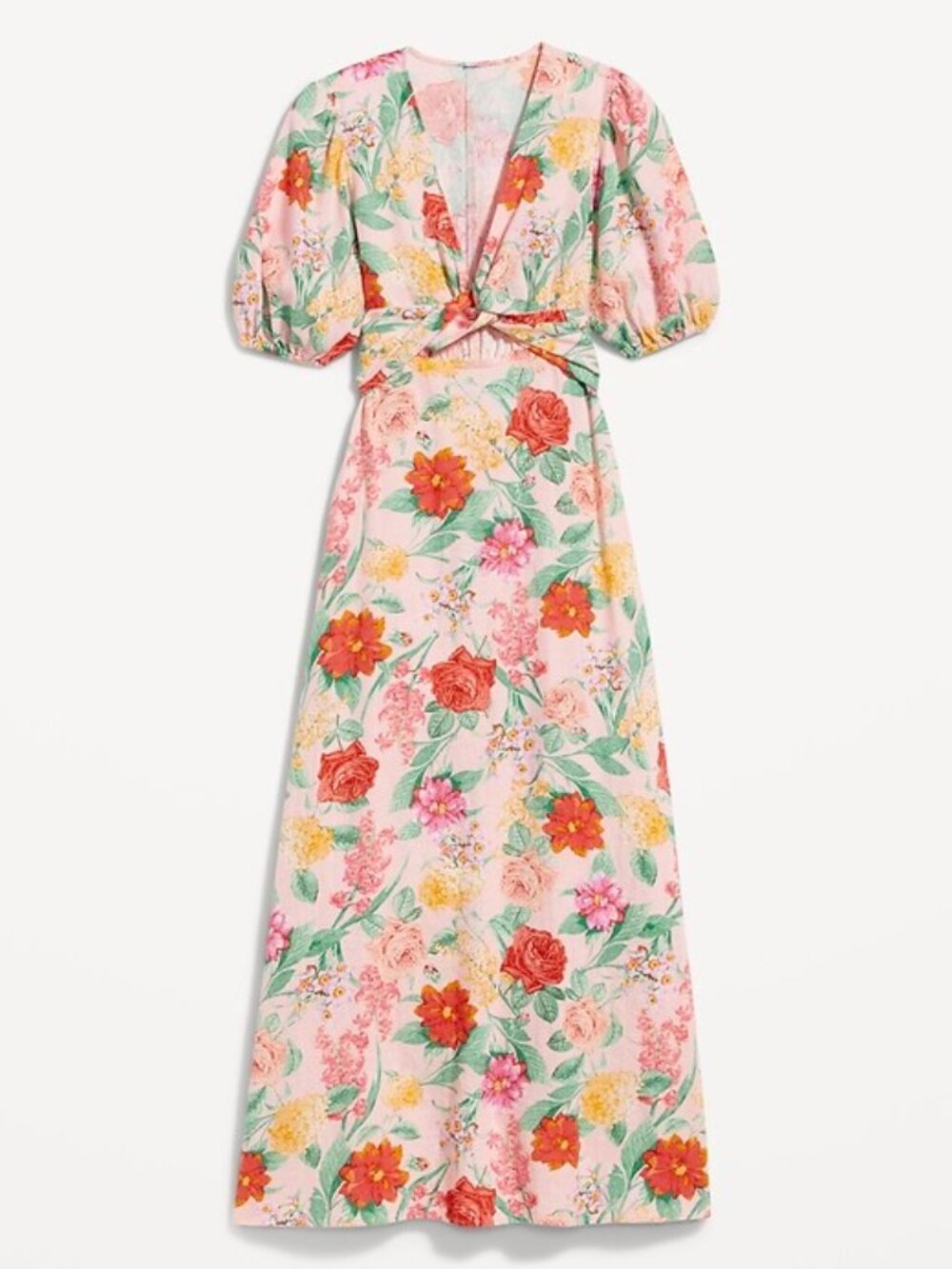 Fit & Flare Linen-Blend Maxi Dress XS PETITE